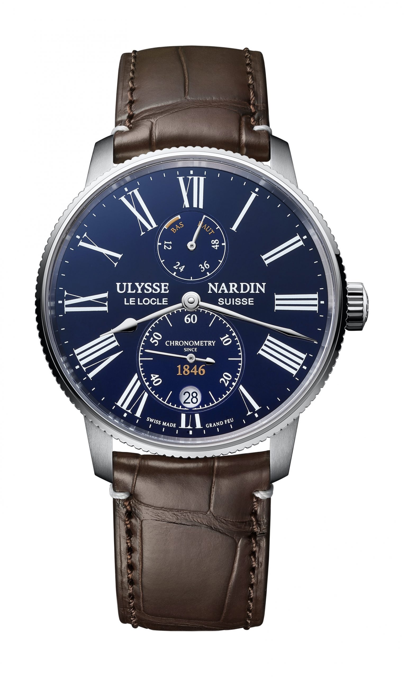 Ulysse Nardin Marine Torpilleur Blue Enamel luxury timepiece - detailed view