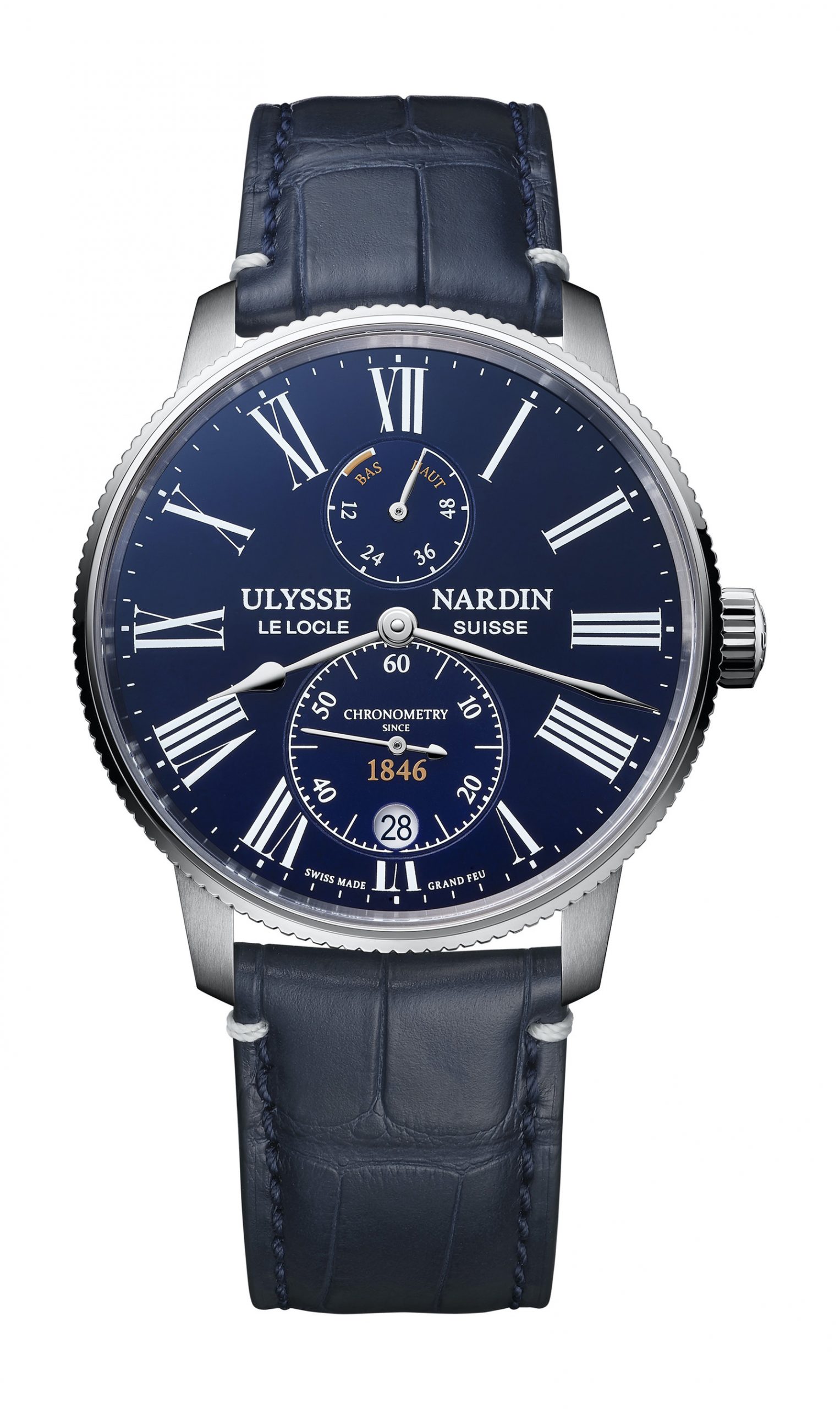 Ulysse Nardin Marine Torpilleur Blue Enamel luxury timepiece - detailed view