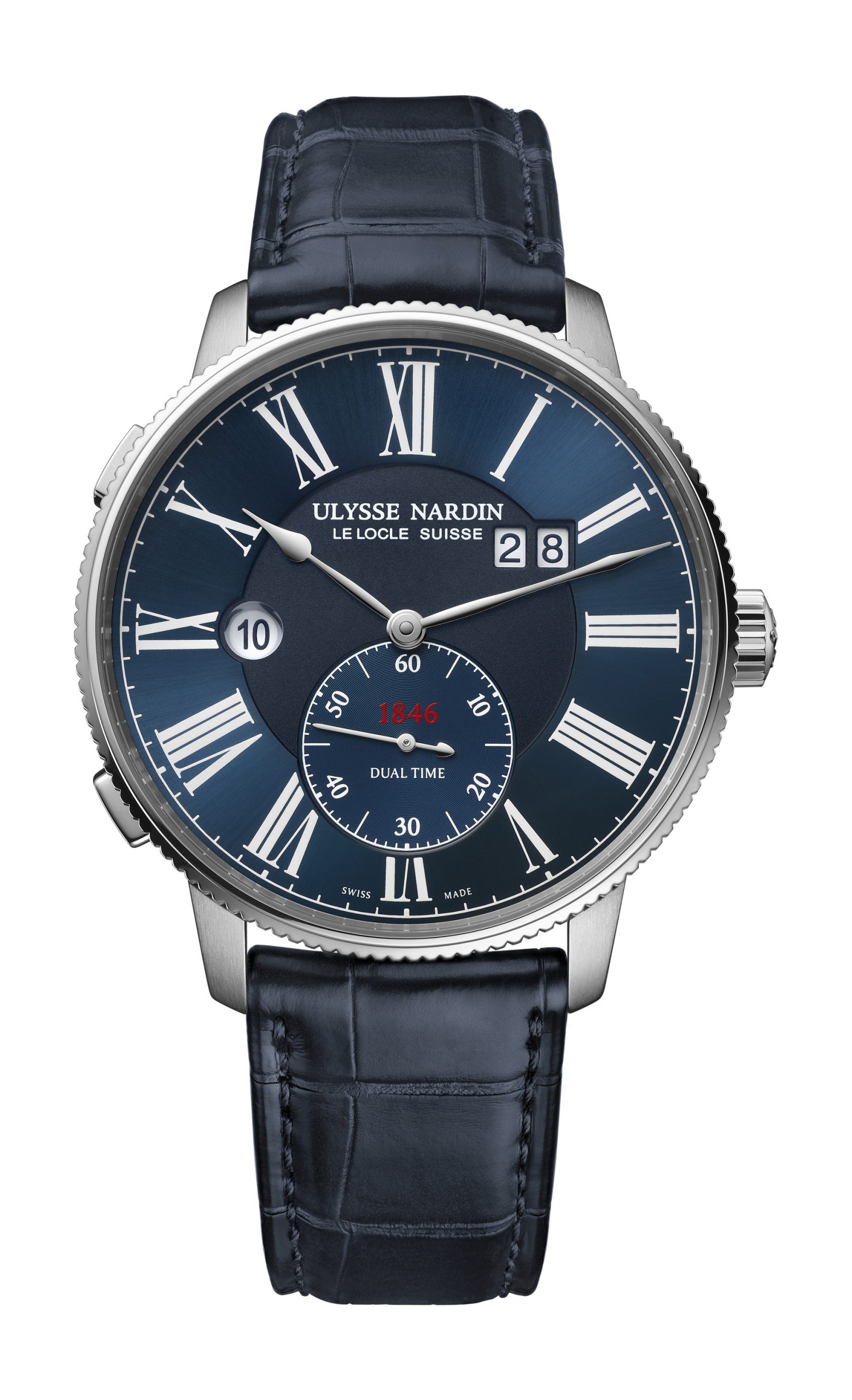 Ulysse Nardin Marine Torpilleur Dual Time luxury timepiece - detailed view