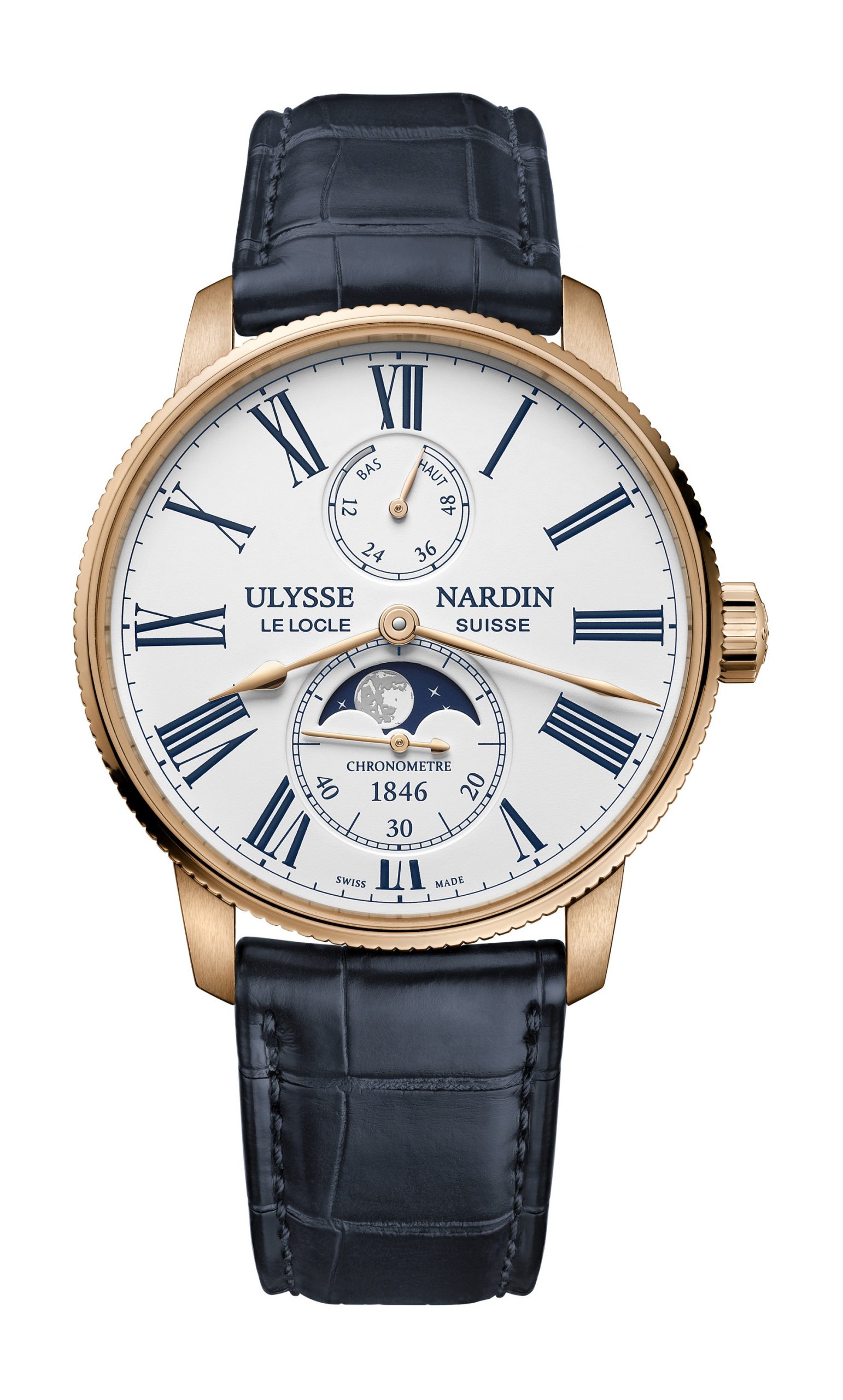 Ulysse Nardin Marine Torpilleur Moonphase luxury timepiece - detailed view