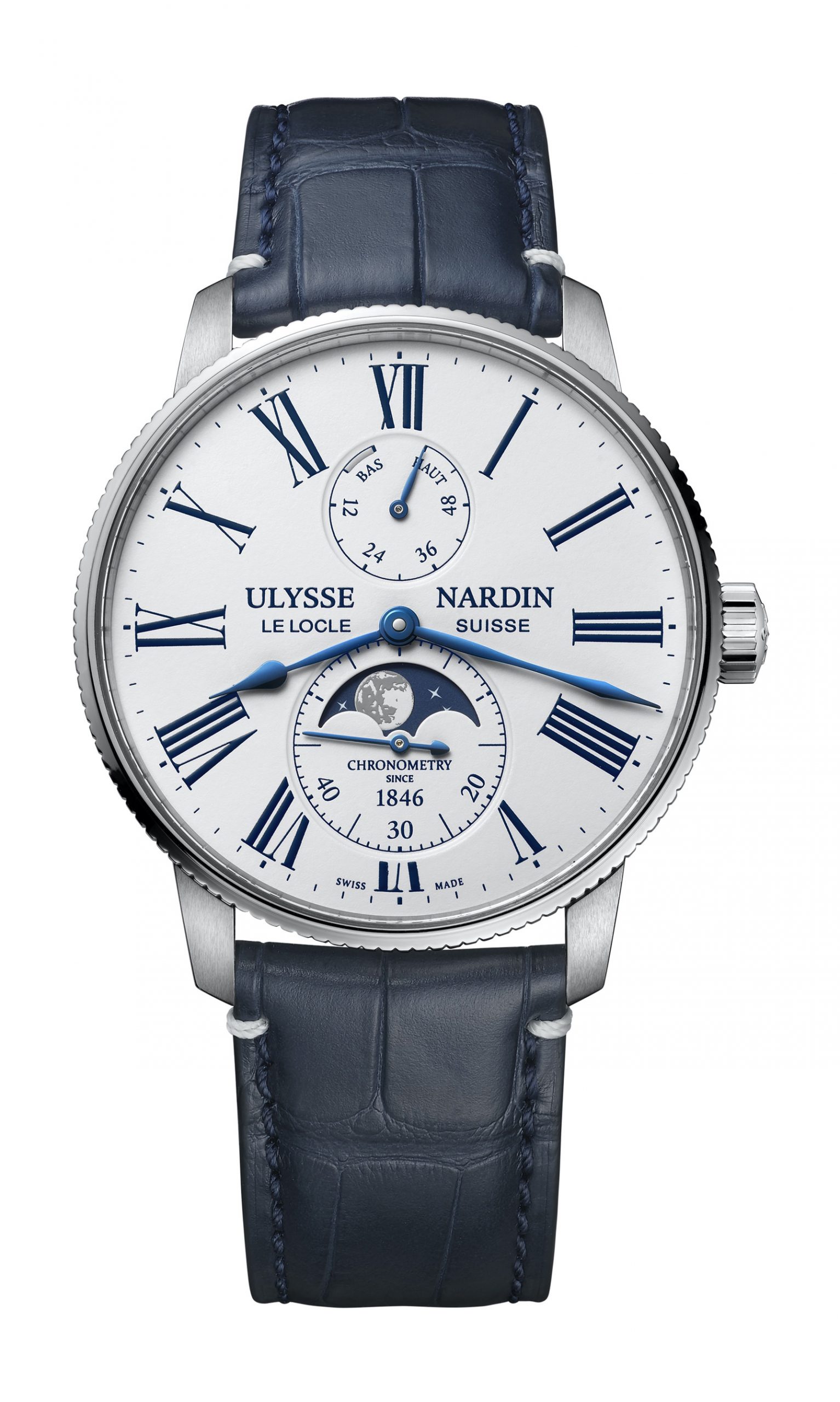 Ulysse Nardin Marine Torpilleur Moonphase luxury timepiece - detailed view