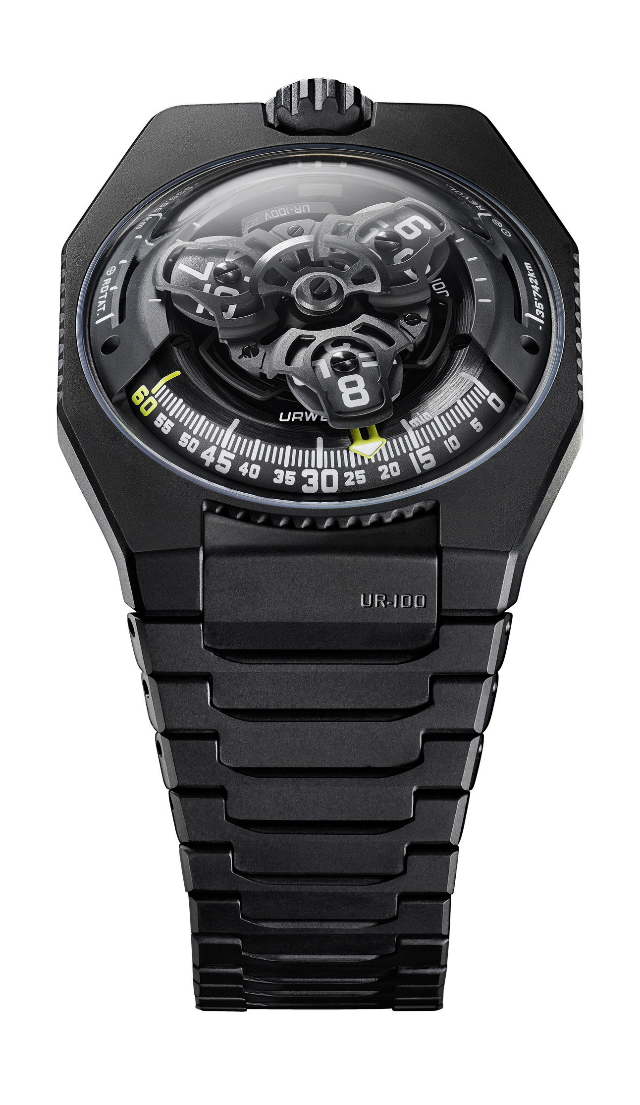Urwerk UR-100V Full Black Titanium Jacket watch
