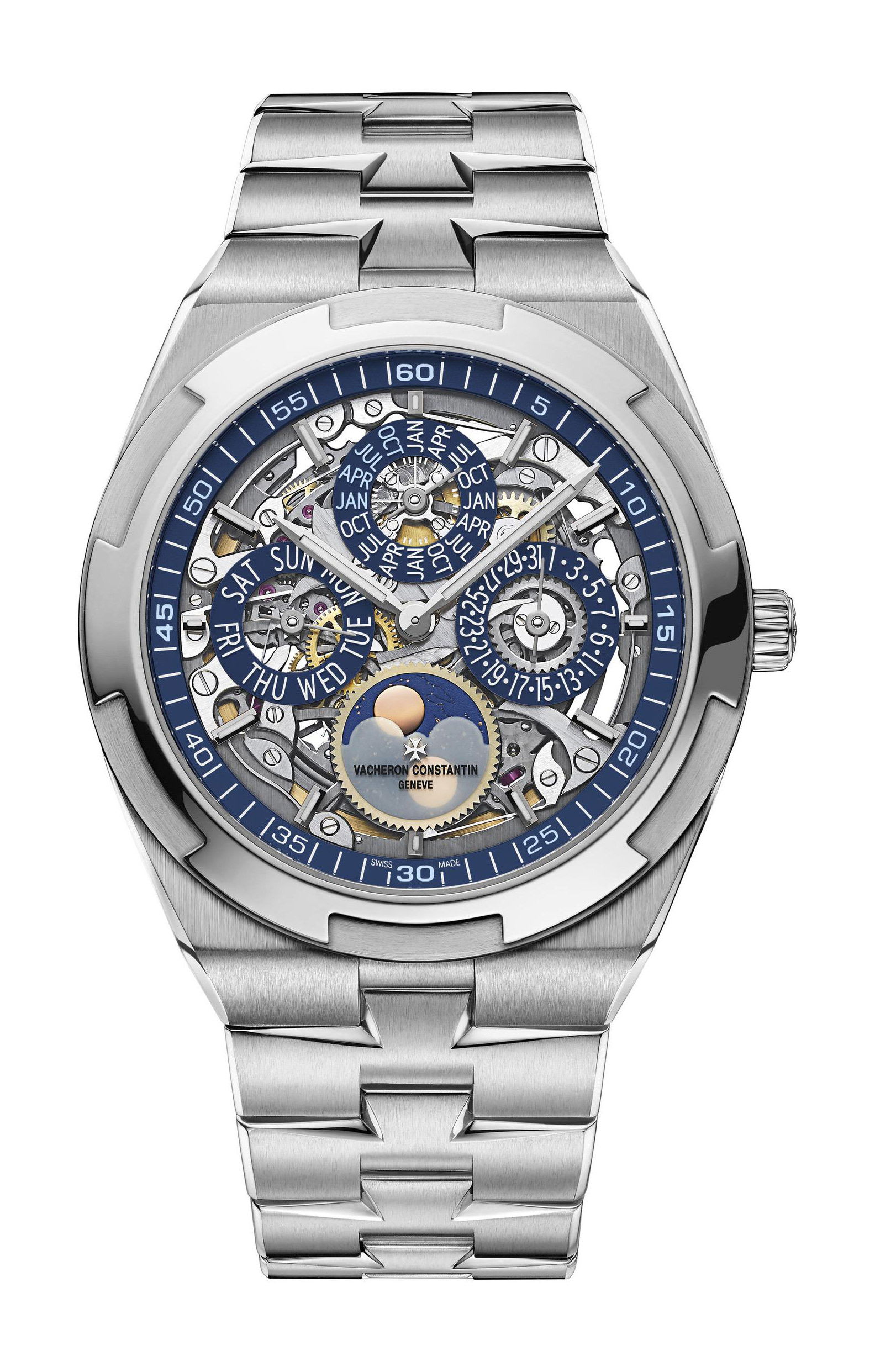 Vacheron Constantin Overseas Perpetual Calendar Ultra-Thin Skeleton luxury timepiece - detailed view