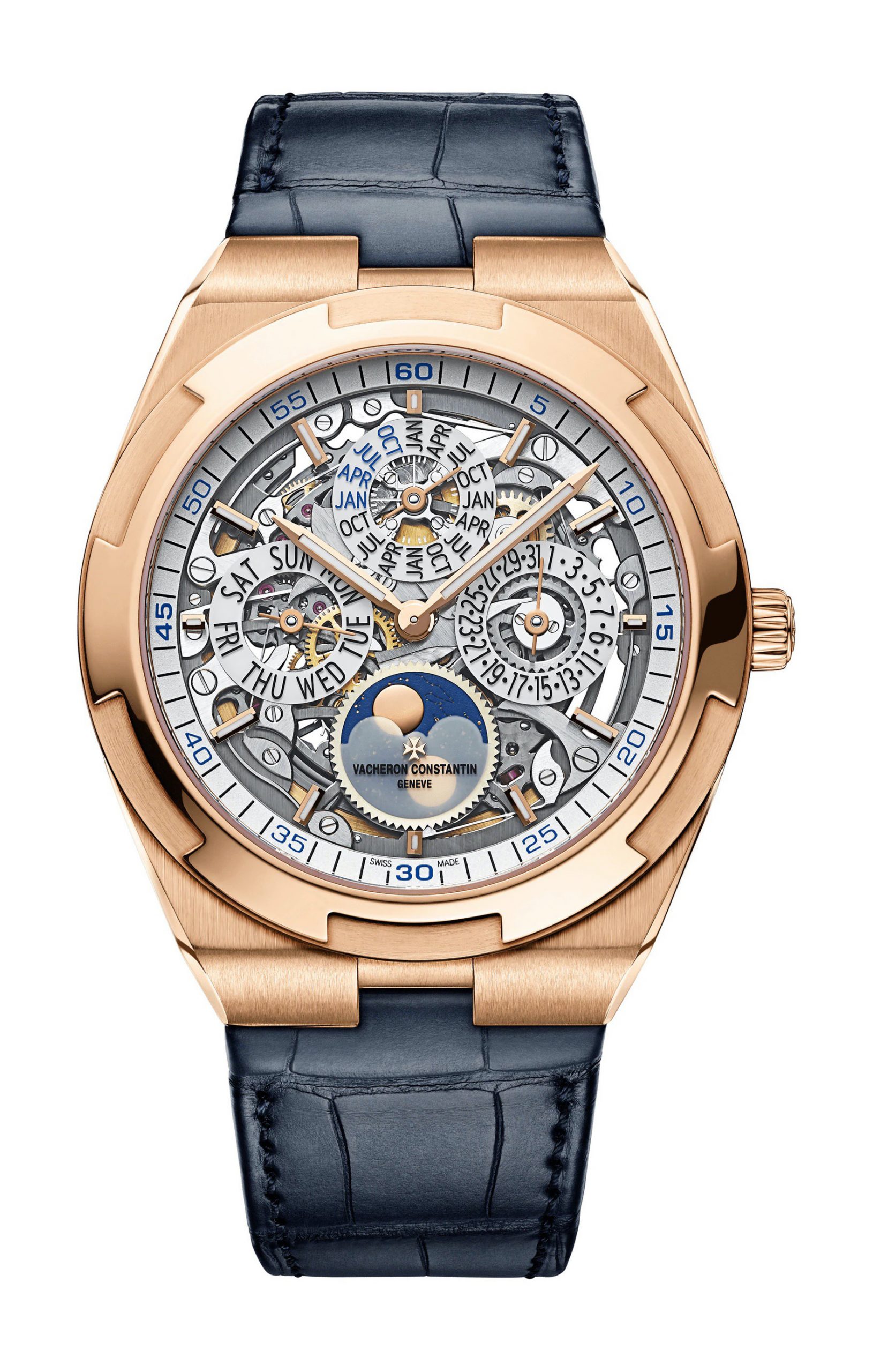 Vacheron Constantin Overseas Perpetual Calendar Ultra-Thin Skeleton luxury timepiece - detailed view
