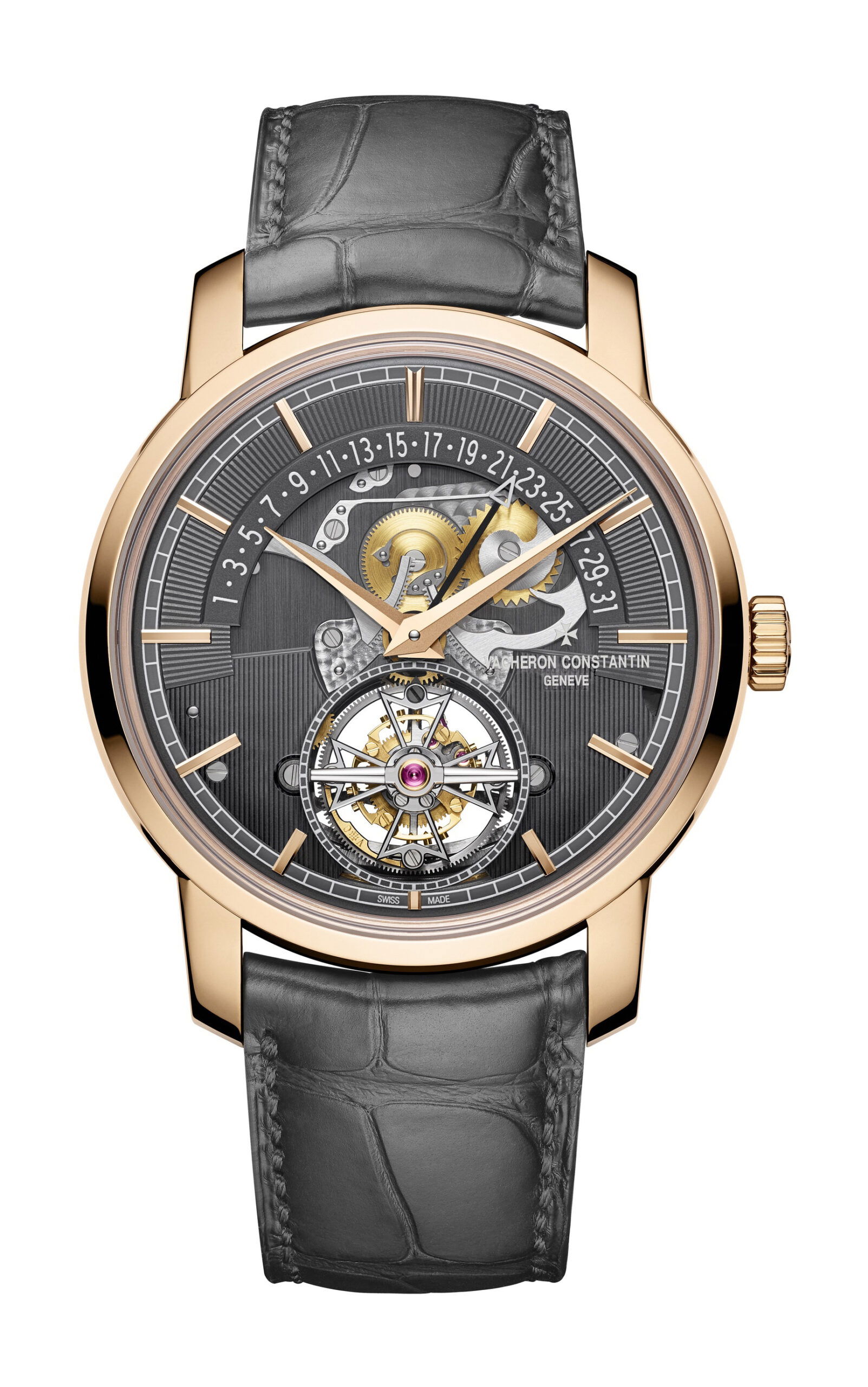 Vacheron Constantin Traditionnelle Tourbillon Retrograde Date Openface luxury timepiece - detailed view