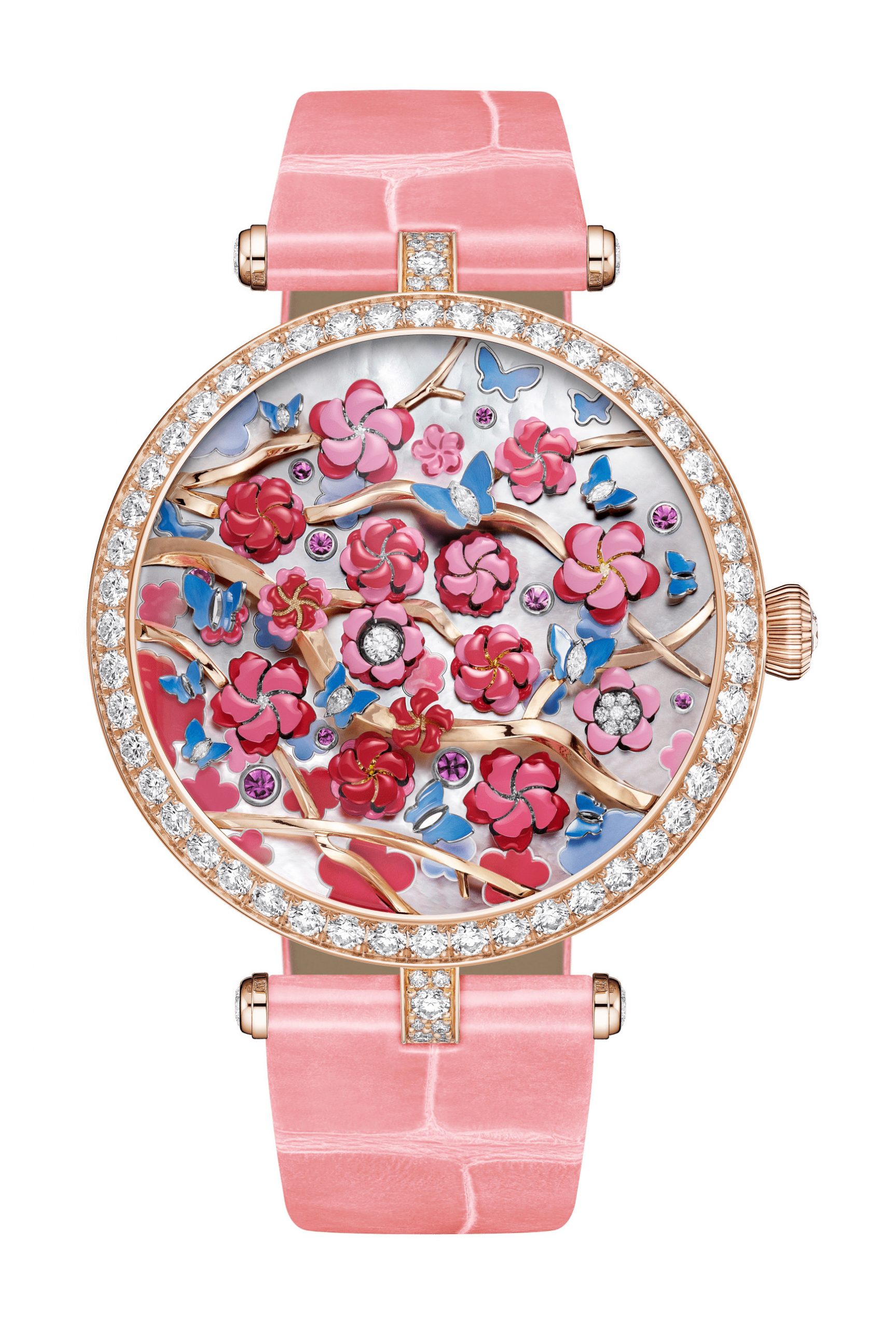 Van Cleef & Arpels Lady Arpels Heures Florales Cerisier Watch luxury timepiece - detailed view