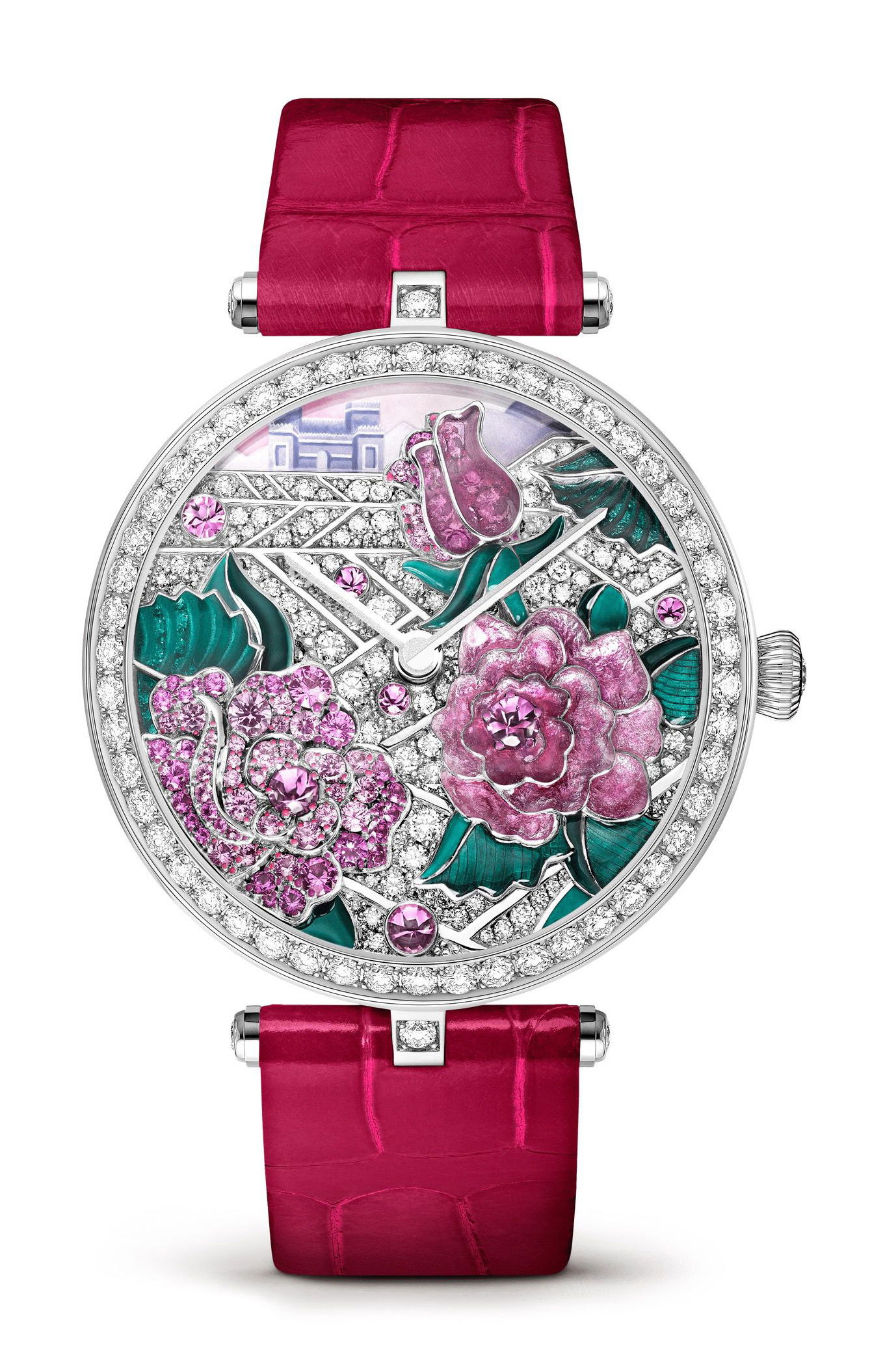 Van Cleef & Arpels Lady Arpels Poème Rose luxury timepiece - detailed view