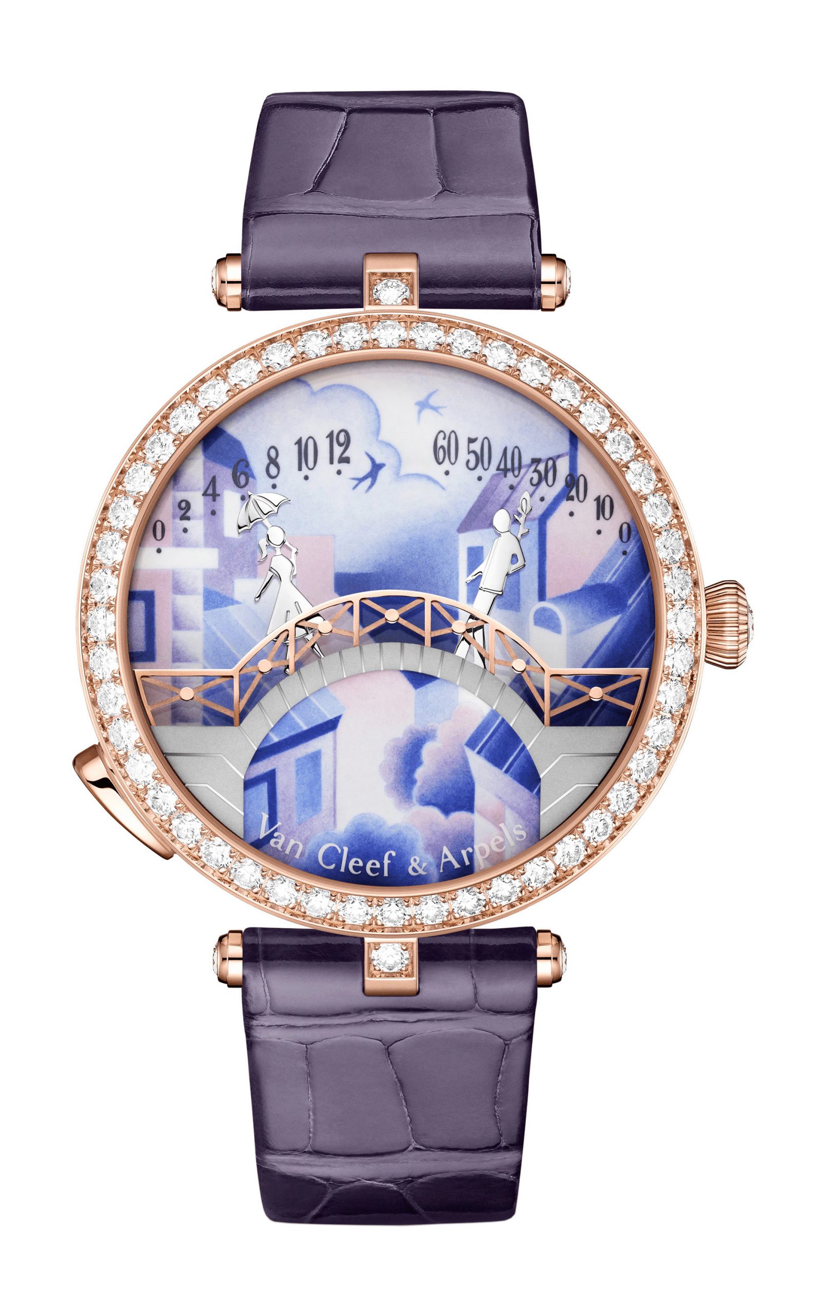 Van Cleef & Arpels Lady Arpels Pont des Amoureux Jour Watch luxury timepiece - detailed view