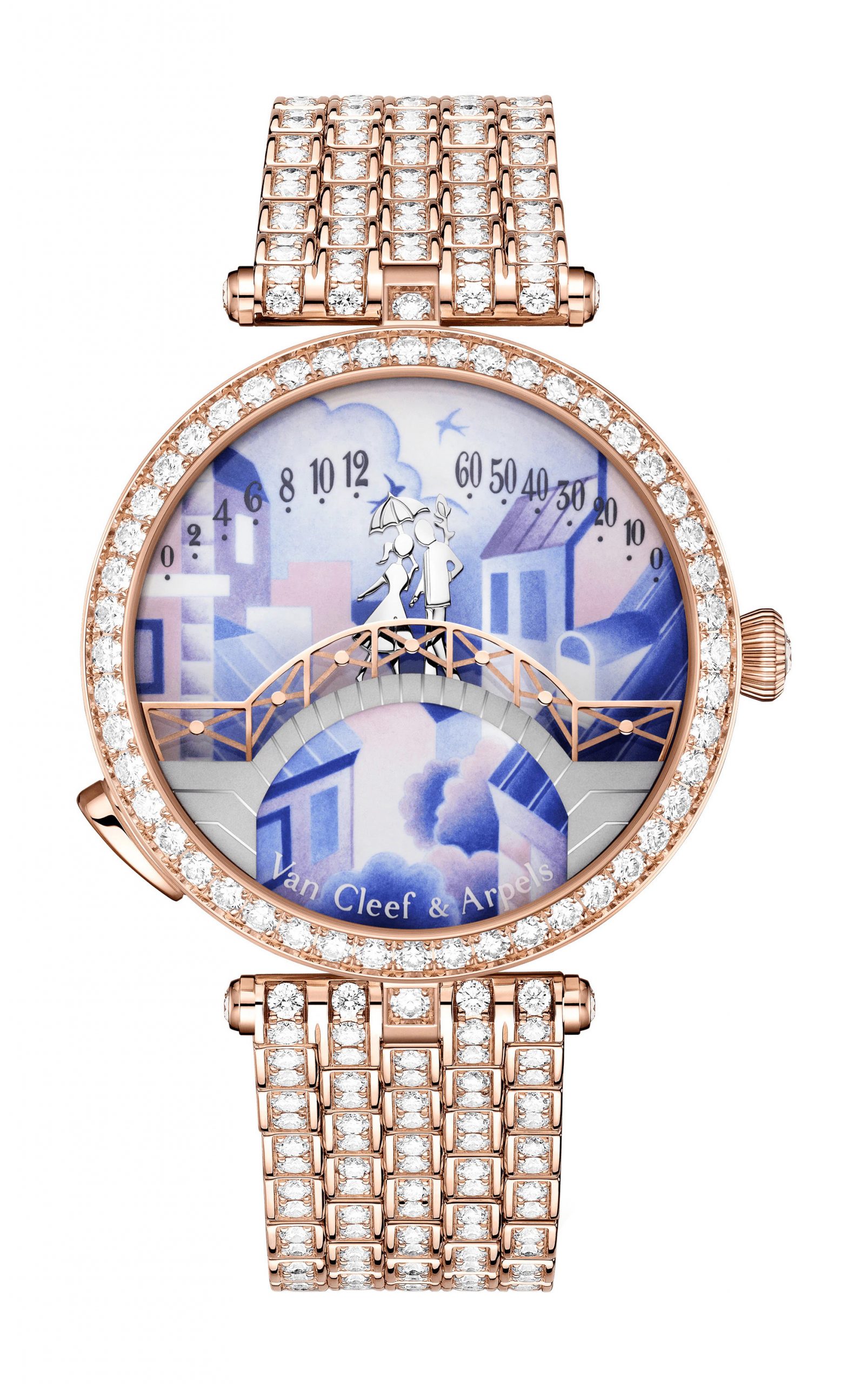 Van Cleef & Arpels Lady Arpels Pont des Amoureux Jour Watch luxury timepiece - detailed view
