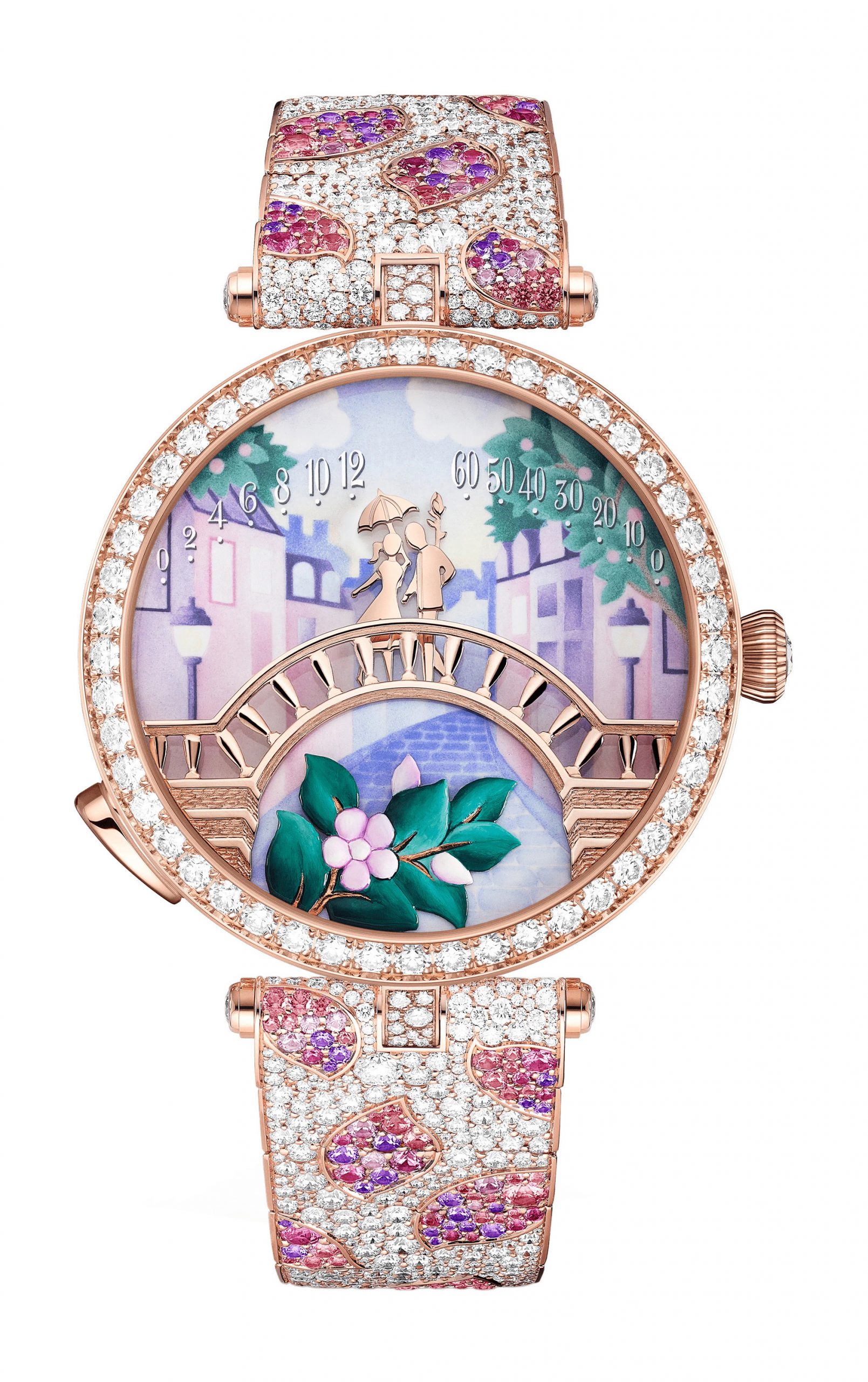 Van Cleef & Arpels Lady Arpels Pont des Amoureux Printemps Watch luxury timepiece - detailed view