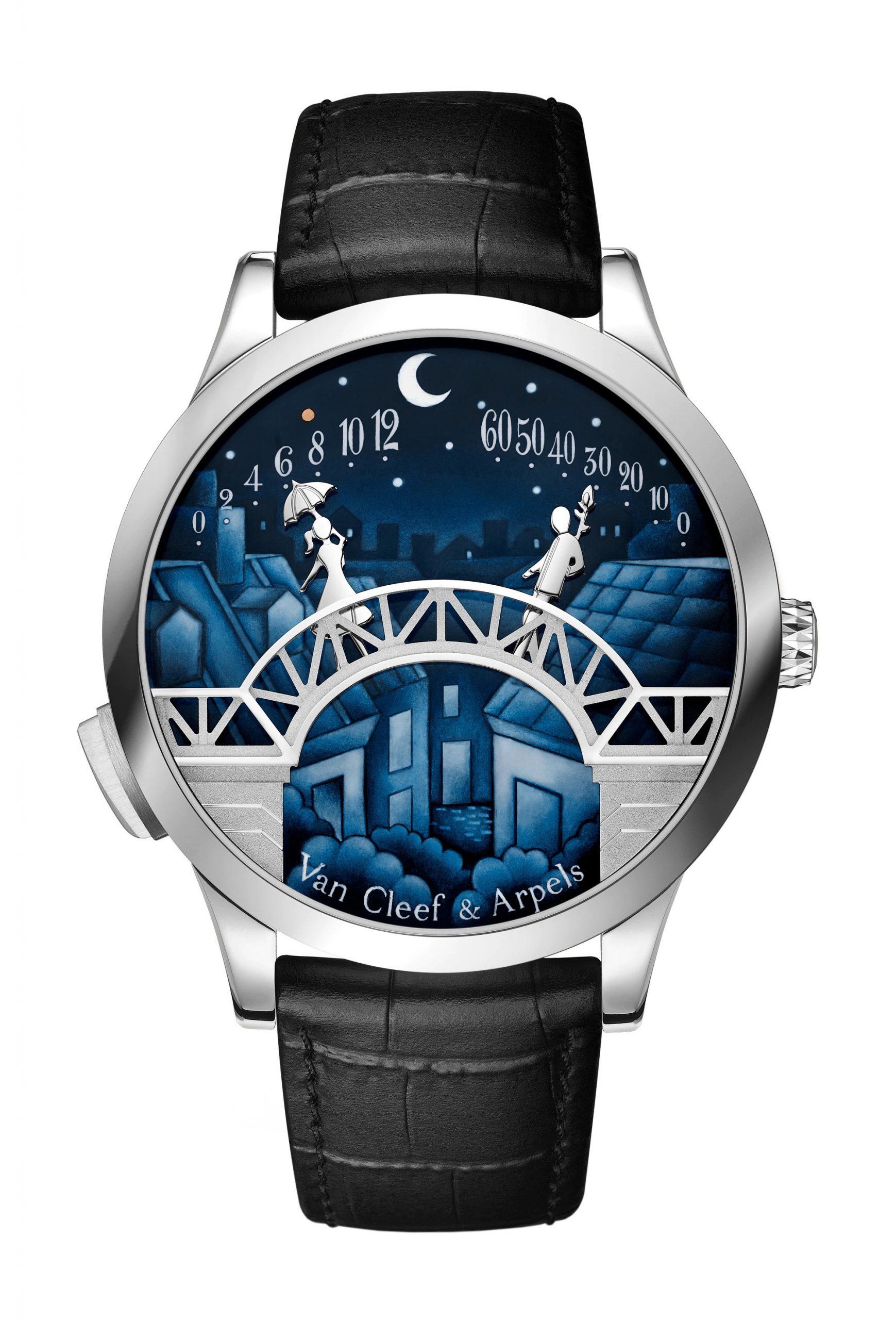 Van Cleef & Arpels Midnight Pont des Amoureux Watch luxury timepiece - detailed view