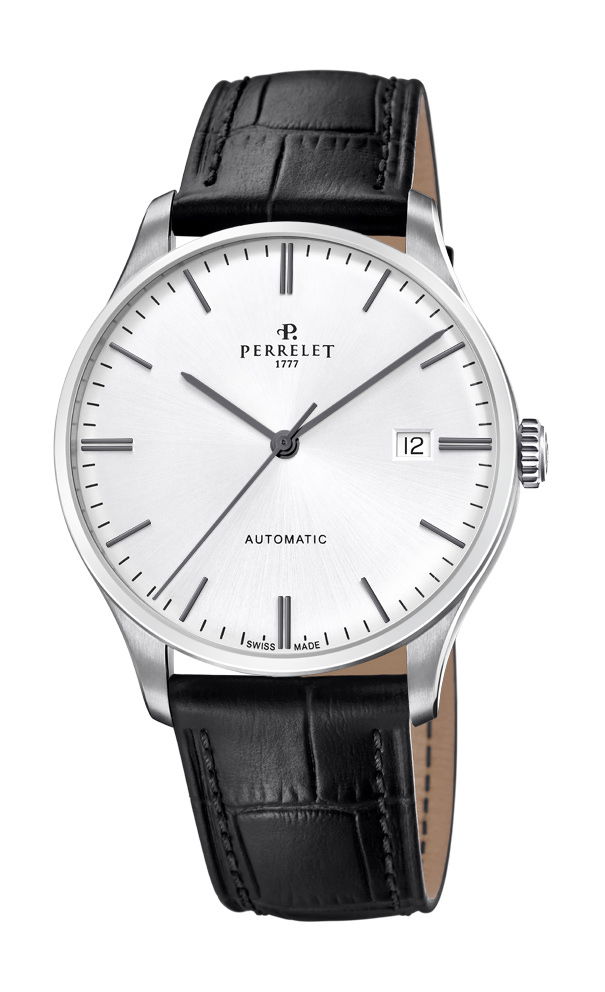 Perrelet Weekend 3 Hands SIlver luxury timepiece - detailed view