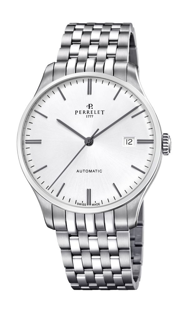 Perrelet Weekend 3 Hands SIlver luxury timepiece - detailed view