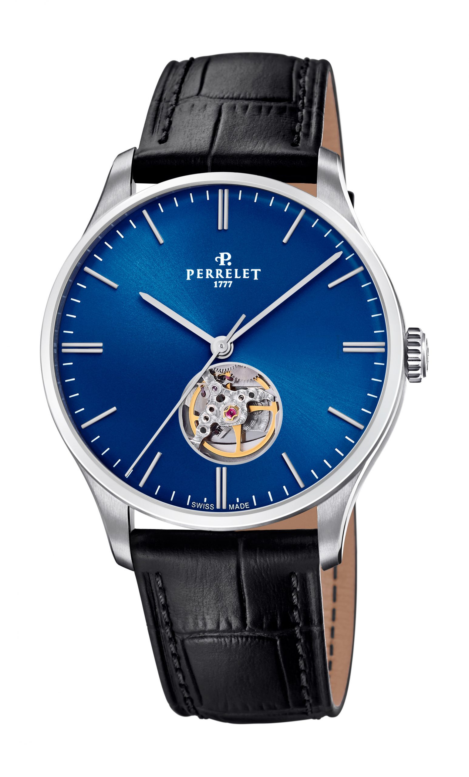 Perrelet Weekend Open Heart Blue luxury timepiece - detailed view