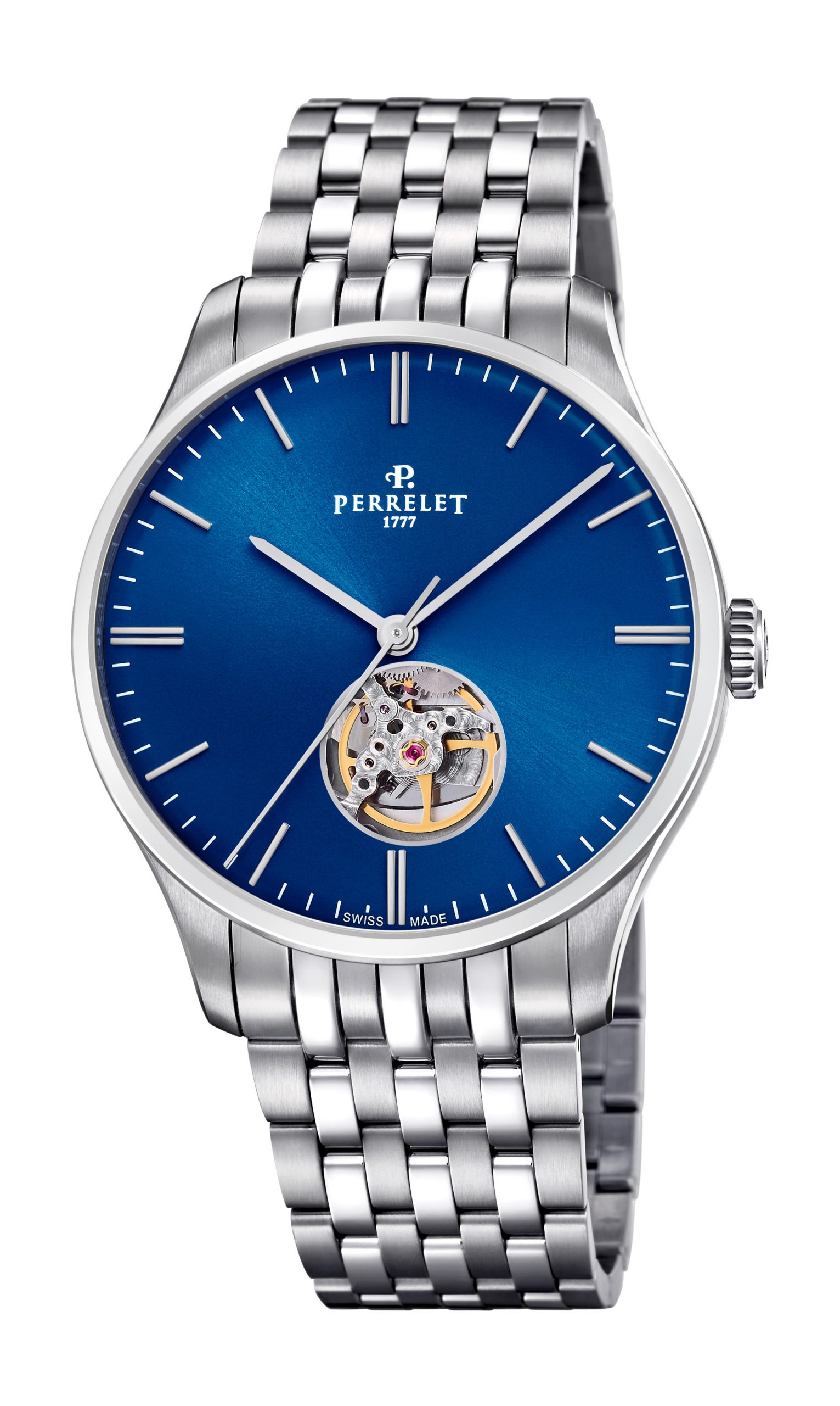 Perrelet Weekend Open Heart Blue luxury timepiece - detailed view