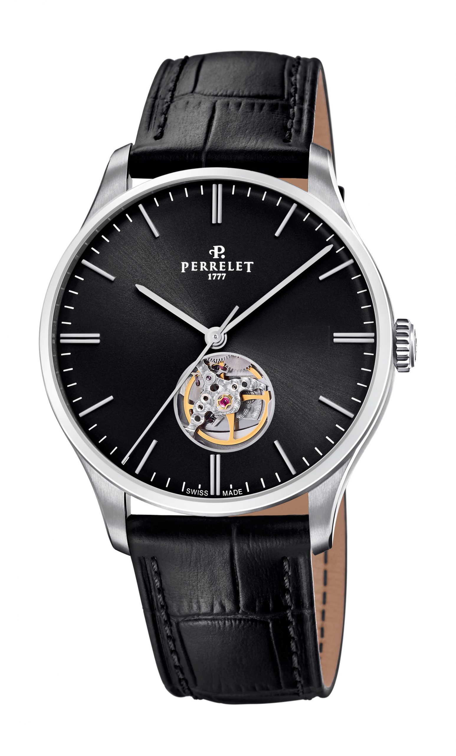Perrelet Weekend Open Heart Black luxury timepiece - detailed view
