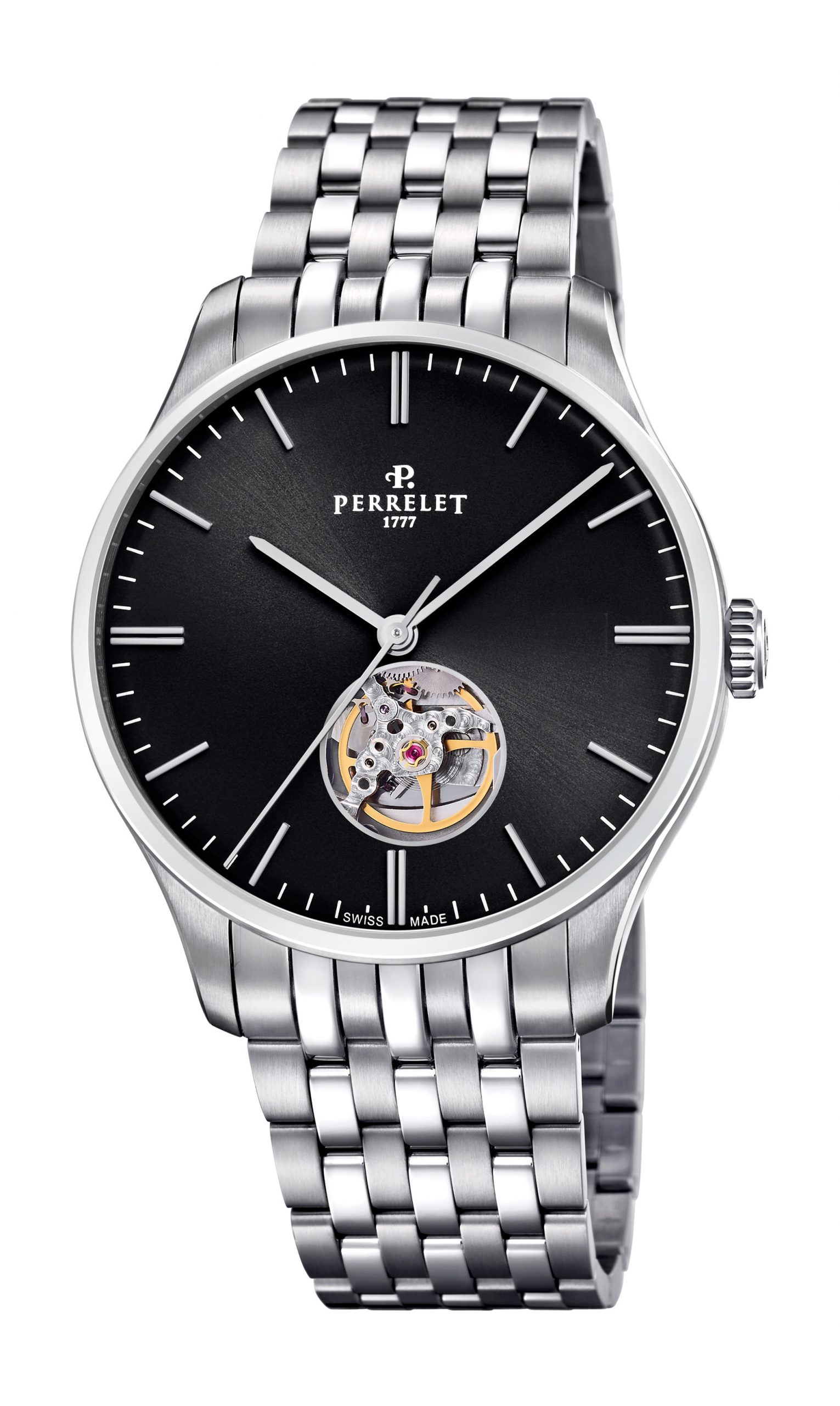 Perrelet Weekend Open Heart Black luxury timepiece - detailed view