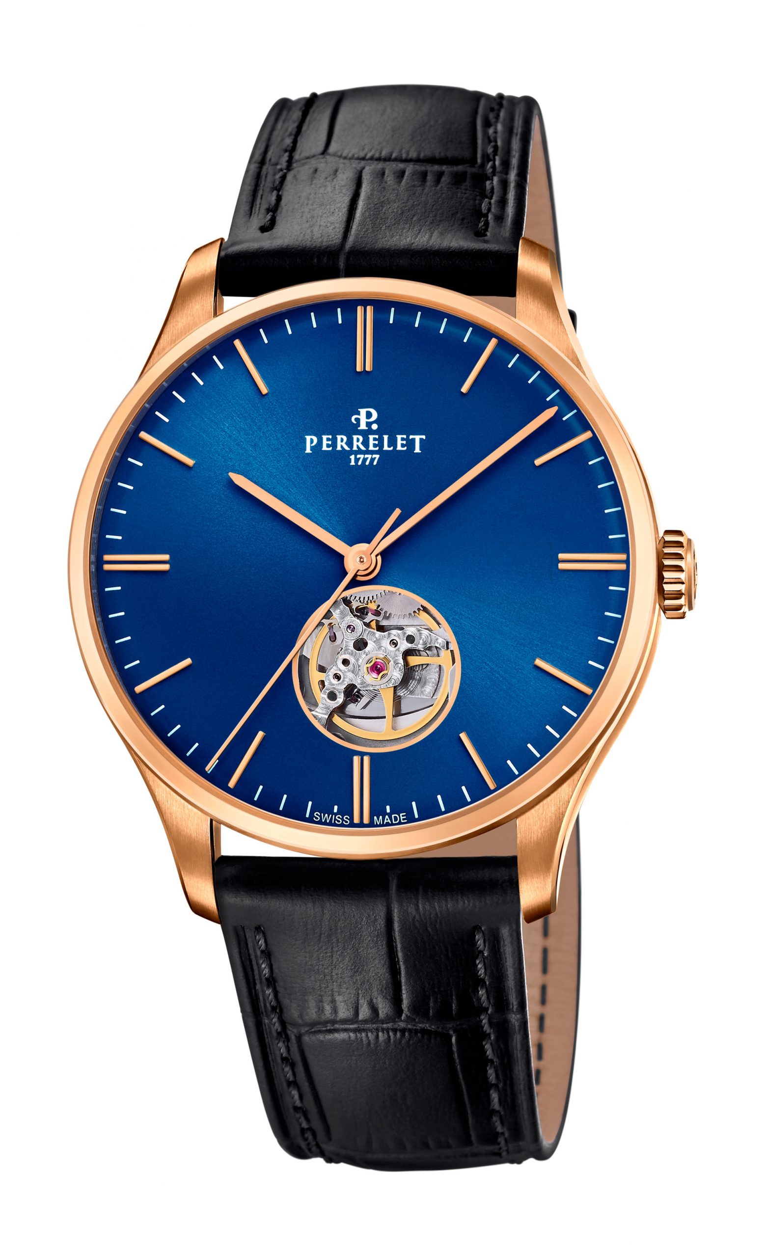 Perrelet Weekend Open Heart Blue luxury timepiece - detailed view