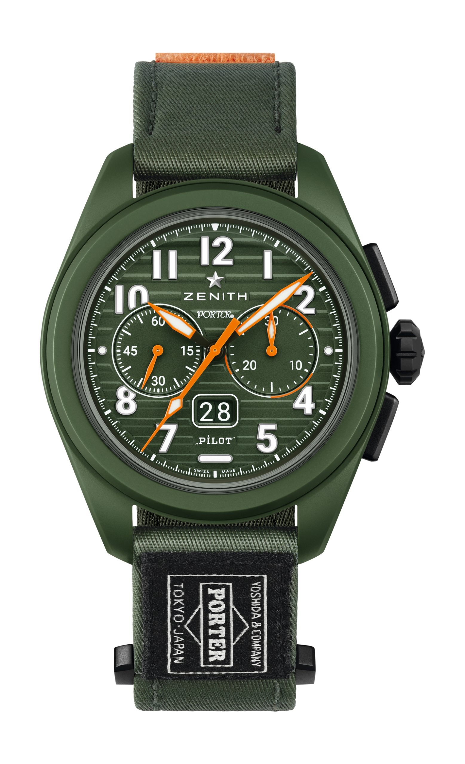 Zenith Pilot Big Date Flyback PORTER luxury timepiece - detailed view